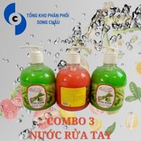 COMBO3 CHAI Xà phòng nước rửa tay chai gel sữa rữa tay hương dưa dâu, chanh sả sạch khuẩn, an toàn cho da - 500ml