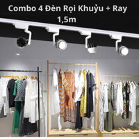 Combo4 Đèn Led Rọi Ray 20W/30W Vỏ Đen Trắng+Thanh Ray 1,5m,Đèn Rọi Khuỷu Trang Trí Shop