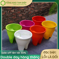 COMBO5 Chậu nhựa trồng hoa, cây cảnh kẹp lan can nhiều màu sắc siêu xinh