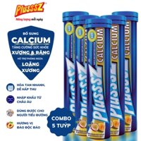 {COMBO5TUYP} Viên sủi Plusssz Calcium vị Đào, chanh leo không đường bổ sung canxi hữu cơ
