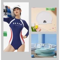 Combo:Áo bơi + Kính bơi + mũ bơi cao cấp KAPPA nữ