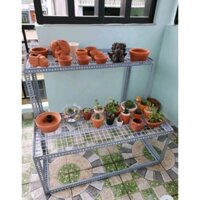 Combo.kệ 1 tầng và Kệ bậc thang 2 bậc ( Mặt kệ Vỉ lưới sắt ô vuông) kệ sắt V Lỗ Đa năng
