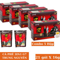 [COMBOM] 5 Hộp cà phê G7 Cafe Trung Nguyên Legend 3IN1 hòà tan 21 gói x 16gam