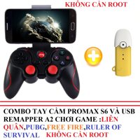 ComboTay cầm chơi game không dây bluetooth Promax S6 và USB GameSir Remapper A2 :chơi Liên Quân, PuBg Mobile, Free Fire, Ruler Of Survival