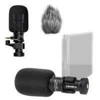 Comica CVM-VS08 Cardioid Condenser Directional Shotgun Video Micro iPhone cho điện thoại thông minh iPhone và Android có đèn gió (Jack 3,5mm)