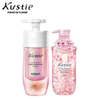 Commbo Dầu Gội 2 Ngăn & Sữa Tắm Kustie Hương Hoa Anh Đào 500ml + 500ml - Tóc Mượt Mà & Lưu Hương Quyến Rũ