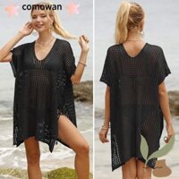 Comowan Chống Nắng Mùa Hè Smock, Đồ Bơi Cổ Chữ V Rời Che Váy, Bộ Đồ Tắm Kỳ Nghỉ Thời Trang Rỗng Ra Đi Biển Áo Sơ Mi Nữ