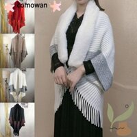 Comowan Lông Giả Cổ Áo Cardigan Nữ Cape Cloak Mùa Đông Ấm Áp