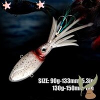 Comowan Váy mực phát sáng Mồi, Mồi câu cá cao su mềm 90g-133mm Váy mực, Mồi câu cá Trolling Dạ quang Bạch tuộc Trolling Mồi câu cá biển