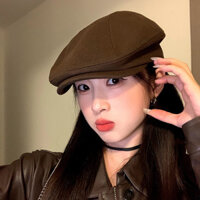 [Comoz] Mũ lùi phía trước Nữ Thu Đông Nhật Bản Mũ ngắn vành Mặt nam Nhỏ Retro Tất cả các trận đấu Mũ họa sĩ Newsboy