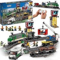 Compatible with LEGO 60198, Lepin 02118, electric remote control freight train, puzzle for boys and girls*---