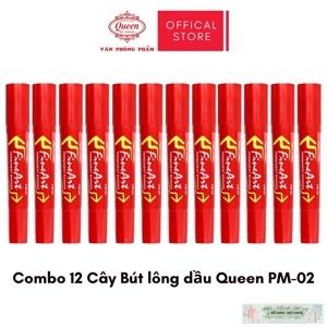 Compo 12 Cây Bút lông dầu Queen PM-02 (màu hồng)