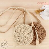 Compu Tua Rua Túi Đi Biển Handmade Mây Dệt Túi Xách Đan Tròn Ống Hút Túi Xách