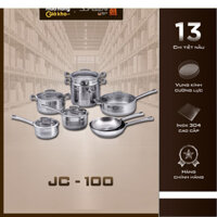 Còn 1c-Bộ nồi inox 304 Junger JC-100 13 chi tiết Tay cầm cách nhiệt Hàng