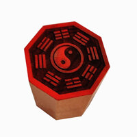 Con dấu , ấn gỗ khắc Hậu Thiên bát quái và thái cực