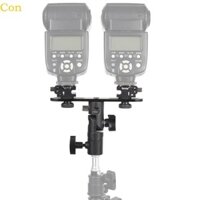 Con DSLR Dual Flash Bracket 2 Hot Shoe Mount Speedlight Stand Umbrella Flash Holder