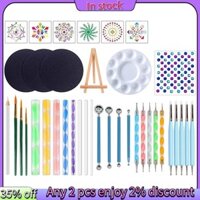 Còn hàng-38 Cái Mandala Dotting Tools Painting Kit - Dot Paint Stencils Tool Set Art Craft Supplies Set Khay Brush Pen