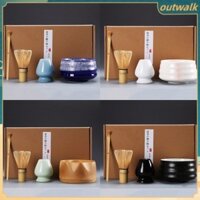 ⚡Còn Hàng⚡ 4 Cái/bộ Bộ Quà Tặng Matcha Truyền Thống Thủ Công Bằng Tre Que đánh Kem Matcha Muỗng Gốm Matcha Bát đựng Que đánh Trứng Phụ Kiện Giữ Que đánh Trà Nhật Bản