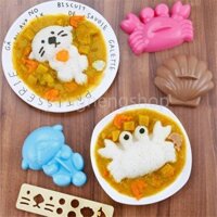 Còn Hàng 5 Cái / bộ Chủ Đề Đại Dương Handmade Cơm Bóng Khuôn Hoạt Hình Trẻ Em Máy Làm Sushi DIY Onigiri Bento Khuôn Nấu Ăn Nhà Bếp U