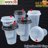 Còn hàng CB 12 16 22 oz Cốc PP phun có nắp & chèn [20sets ±] 360 500 700 ml Cốc nhựa IC dày Boba Chunbe