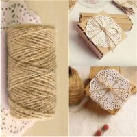 Còn hàng Dây gai dầu Trang trí Cuộn vải lanh Gói 100 mét Phụ kiện đóng gói Dây dây đay màu nâu tự nhiên