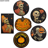 Còn Hàng # Halloween bí ngô đêm thêu lụa in vải vá Miếng dán phản quang Velcro cây thông Noel ông già Noel Túi Dán 7PP