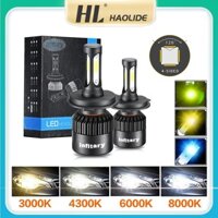 Còn hàng HL 1 Cặp Đèn Pha Ô Tô LED S2 10000LM Tự Động Chip Bốn Mặt Đèn Pha LED H4 H1 H7 H8 H9 H11 H16 9005 HB3 9006