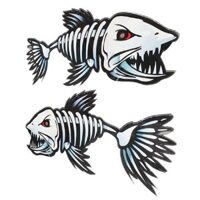 Còn hàng {Khuyến mãi} 2 chiếc Skeleton Fish Bonefish Vinyl Decal Sticker Kayak Car Graphics