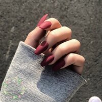 Còn hàng LUNA 24 Cái / bộ Đỏ Frosted Ballet Chiều Dài Vừa Móng Tay Giả Có Keo Dán Thời Trang Màu Nguyên Chất Miếng Dán Móng Tay Nữ Mani