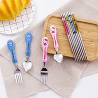 Còn hàng LYHOME Bộ ba mảnh Phim hoạt hình Trẻ em Bộ đồ ăn bằng thép không gỉ Sinh viên dễ thương Đũa đóng hộp ngoài trời Thìa B