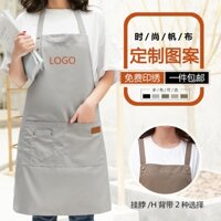 Còn hàng | Miễn phí vận chuyển tạp dề vải canvas nhà bếp nhà hàng in logo tùy chỉnh quán trà sữa cửa hàng hoa barista thợ thủ công trang phục làm việc unisex