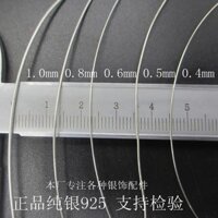 Còn hàng [Phụ kiện bạc nguyên chất] Bạc Sterling S925 Vòng tay dây bạc lụa Mặt dây chuyền viền gỗ kẻ sọc DIY Ac