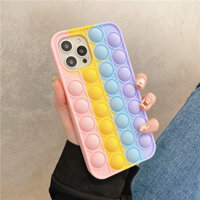 Còn hàng Pop It đẩy bong bóng silicon vỏ cầu vồng vỏ điện thoại iPhone, thích hợp cho 6 6s Plus 7 8 Plus XXS MAX