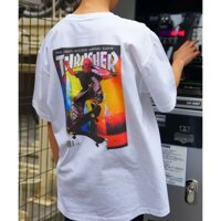 Còn Hàng Thrasher Ngọn Lửa Tay Ngắn Mới Ván Trượt Bộ Xương Nhân Vật Hoạt Hình Cặp Đôi Áo Thun Tee 306