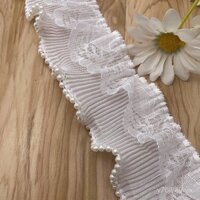 Còn hàng, váy lolita ren chiffon rộng 6CM, xếp ly, viền ngọc trai, phụ kiện ren