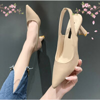 🔥Còn hàng🔥Giày cao gót nữ 5.5CM mũi nhọn da mềm 5.5CM thiết kế hở gót