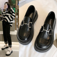 🔥Còn hàng🔥Giày Loafer Nữ Giày Da Thời Trang Mũi Tròn