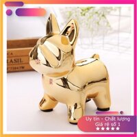 Con heo đất Bull Dog bằng gốm trang trí nhà cửa timedecor