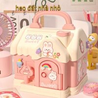 Con heo đất ngôi nhà nhỏ Hộp tiết kiệm không thể phá vỡ, có khóa, kiểu dáng mới