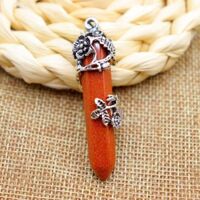 Con lắc cảm xạ - Mặt dây đá mang năng lượng tích cực 2in1 kèm dây - D45 Sa thạch đỏ