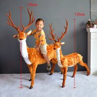 Con nai nhung sừng tấm, tuần lộc cỡ đại dùng để trang trí giáng sinh Noel nhiều size