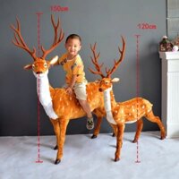 Con nai nhung sừng tấm, tuần lộc mũi đỏ cỡ đại dùng để trang trí giáng Noel