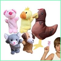 Con rối ngón tay Bộ đồ chơi ngón tay mềm 5 động vật nhồi bông Đồ chơi rối để kể chuyện Chơi giảng dạy zhicmevn