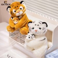 Con rối tay động vật FUJIOU, Con rối tay con hổ nhồi bông, Mẹ và con trai mềm mại sang trọng Kawaii Tiger Plush Doll Kids