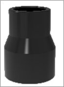 Côn thu PE hàn lồng, màu đen, dn25X20