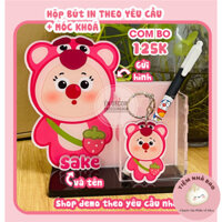 Conbo Hộp bút để bàn + móc khoá IN THEO YÊU CẦU cute - Bánh bao decor