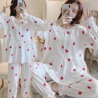 Confinement Quần Áo Xuân Thu Sau Sinh Quần Áo Điều Dưỡng Cotton Mang Thai Bộ Đồ Ngủ Nữ Mùa Hè Mỏng Cho Mẹ Ăn Homewear