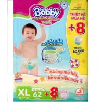 (Cộng 8 miếng)Bỉm Bobby tã quần quần M74+8,L68+8,XL62+8,XXL56+8....mẫu mới