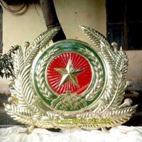 Công an hiệu khổ 159x177cm, đồng lá thúc nổi, huy hiệu công an bằng đồng, làm huy hiệu công an