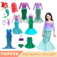 Công Chúa Ariel Nàng Tiên Cá Trang Phục Hóa Trang Đầm Tím Cho Trẻ Em Bé Gái Halloween Giáng Sinh Trang Phục Dài Tay Lưới Áo